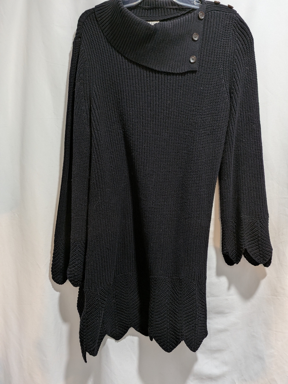 Style & Co. Black Button-Accent Cowl-Neck Knit Sweater